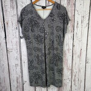 J. Jill Wearever Collection Black White Floral Stretchy Dress Medium Petite MP